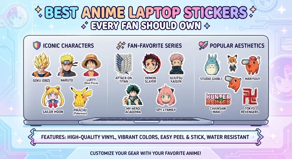 best anime laptop stickers 