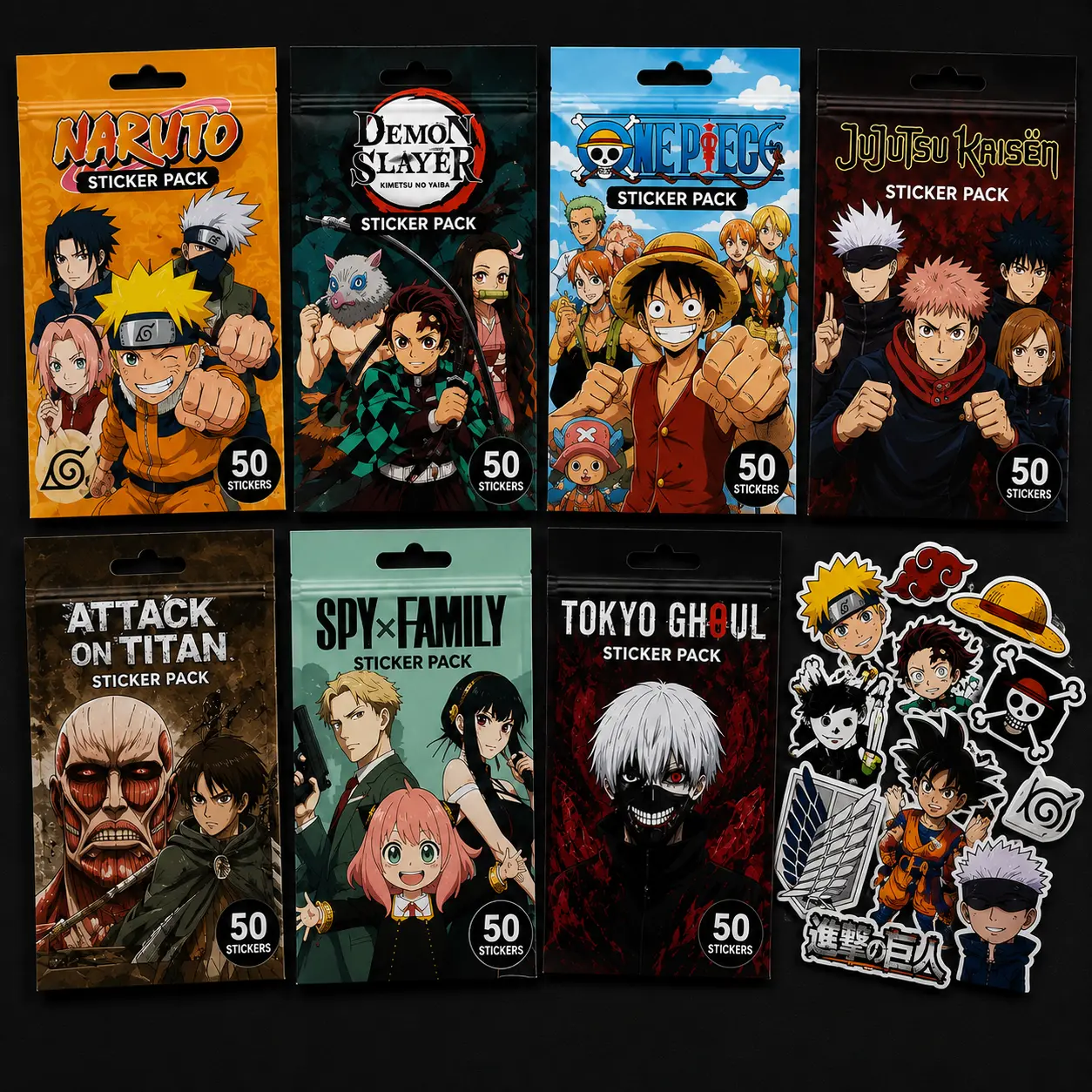 Trendy anime stickers pack for laptop and phone customization