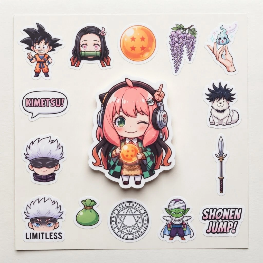 Anime mix sticker pack for laptop and phone