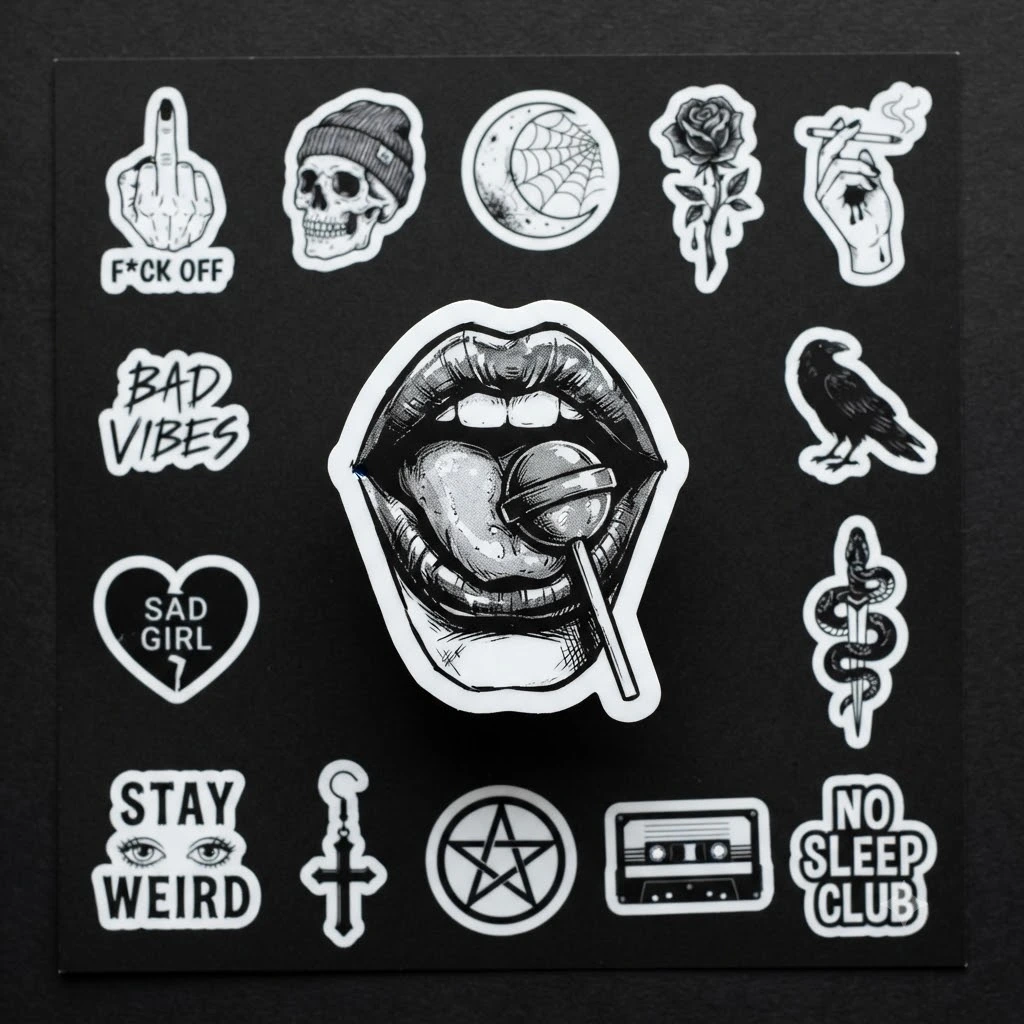 Dark aesthetic waterproof sticker pack