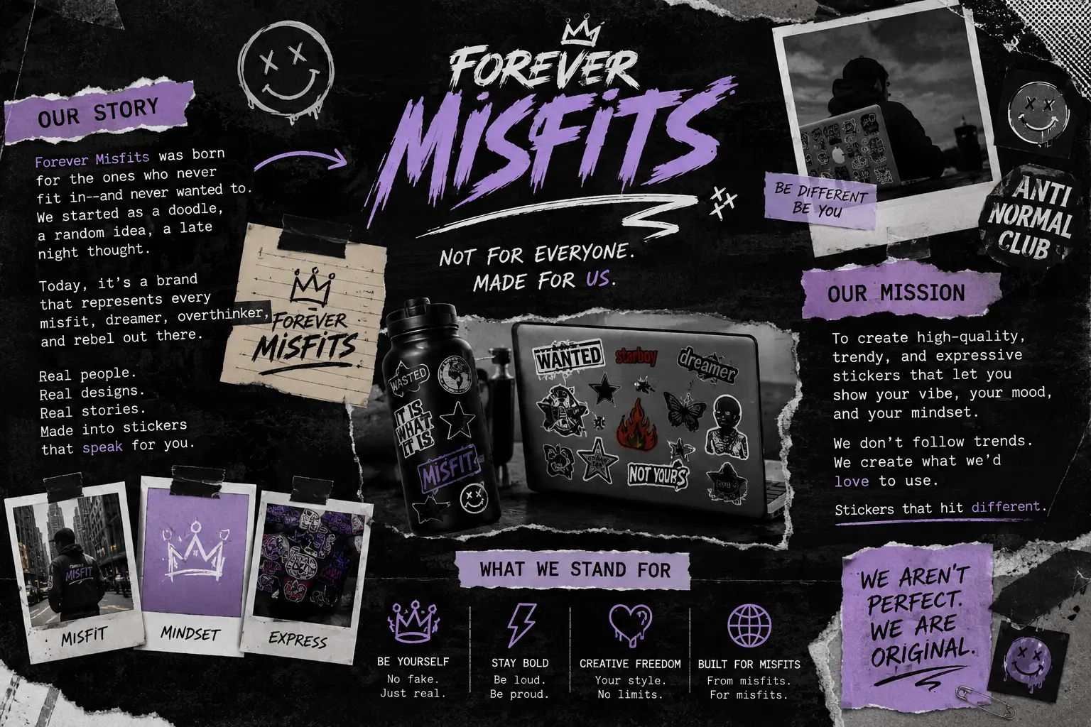 Forever Misfits brand story banner