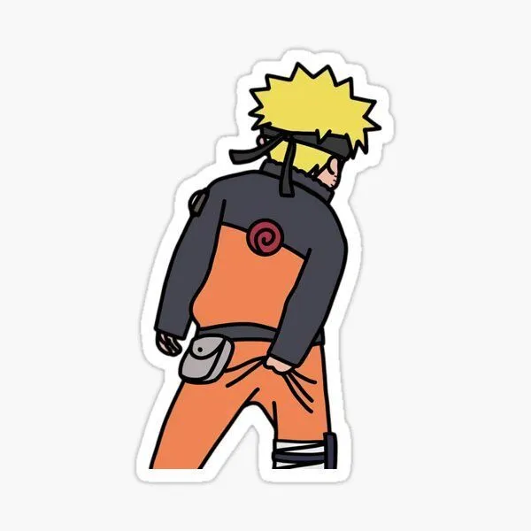 Naruto anime vinyl sticker featuring the character from behind in his classic orange and black outfit.